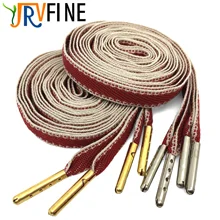 YJRVFINE 2 Pair Thin Flat 2/5'' Wide Shoelaces with Metal Tips Red White Colored String for Canvas Shoes Colored Shoe Laces Rope