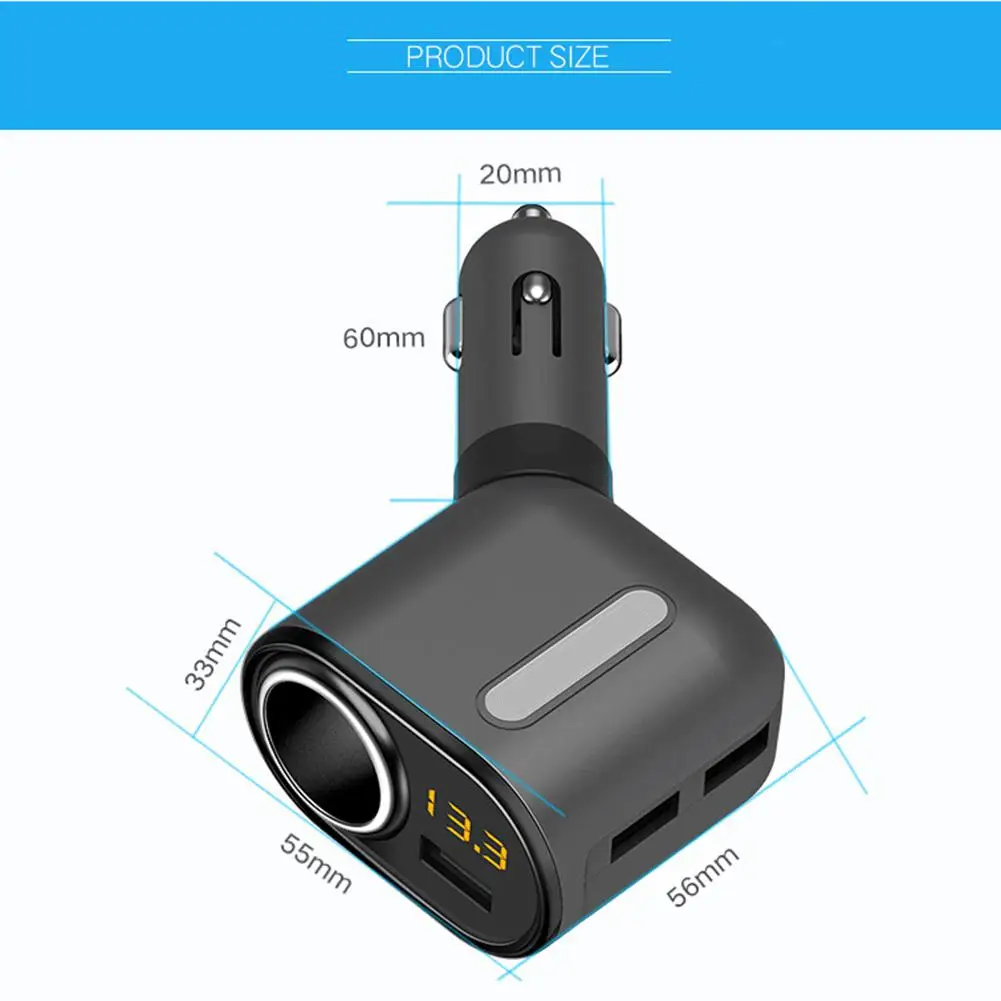 1 в 3 порта USB Автомобильное быстрое зарядное устройство розетка для автомобильного прикуривателя Разветвитель адаптер питания с дисплеем напряжения