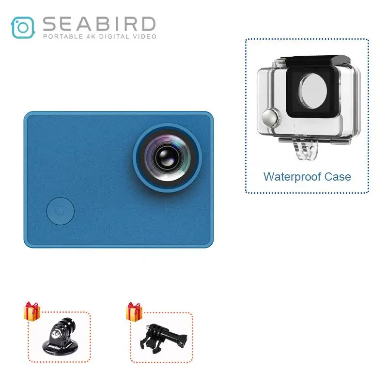 Seabird 4K Спортивная экшн-видеокамера s, 4 k/30FPS 145 градусов широкоугольный 12MP 2," ips HD сенсорный экран WiFi Экшн-камера - Цвет: Blue Set 1