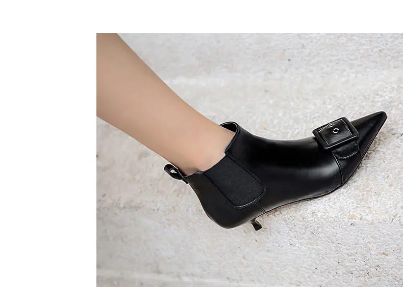 MNIXUAN/Женская обувь; Роскошные пикантные ботинки «Челси» с носком; ботильоны из натуральной кожи; коллекция года; сезон осень-зима; средний тонкий каблук; большие размеры 34-43