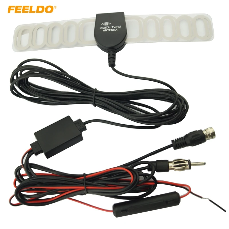 

FEELDO Car TV Digital DVB-T 2in1 FM/Radio Antenna Amp Booster F connector #FD-897