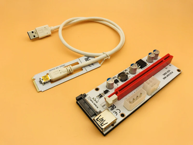 

USB 3.0 M.2 NGFF to PCI-E X16 Slot Transfer Card Mining m.2 Riser with sata 6pin 4pin molex Riser card raiser for Bitcoin mining