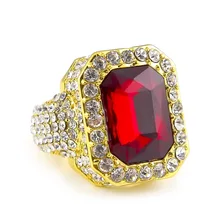 Mens Hip Hop Jewelry Bling Bling Rhinestone Rings Red Blue Green Black Stone Crystal Hiphop Rings Accessories
