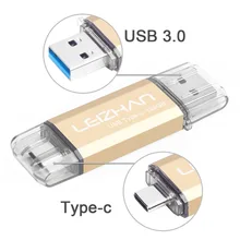 LEIZHAN USB C флеш-накопитель 256 ГБ TYPE-C флеш-накопитель USB 3,0 быстрая скорость Tipo C флеш-накопитель 16 ГБ 32 ГБ 64 ГБ 128 Гб Память USB флешка 512G