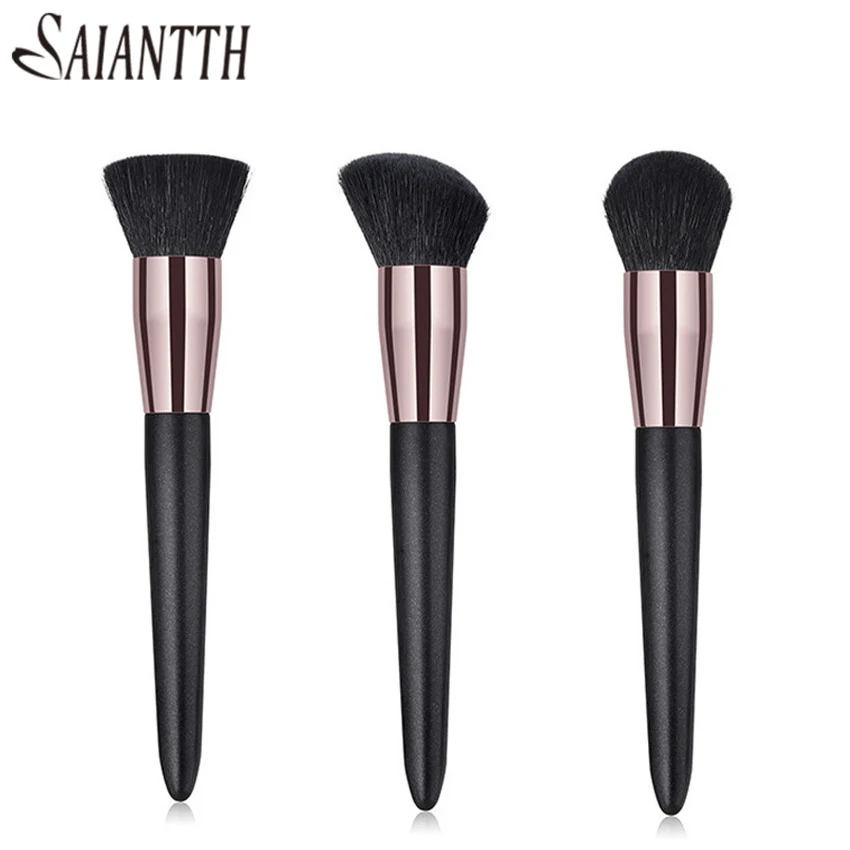

SAIANTTH single goat hair makeup brushes PVC coffee tube pearl handle flat powder Oblique blusher brush black pincel maquiagem
