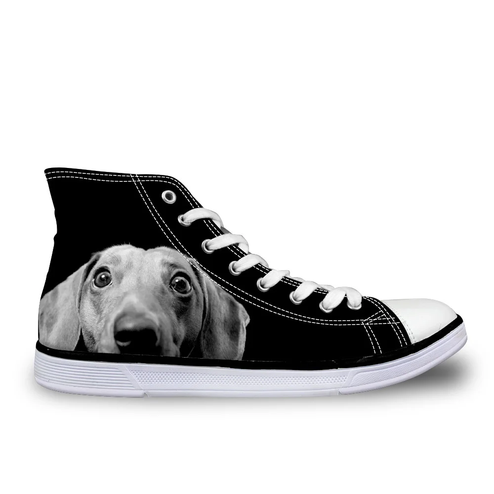 

Customized 2019 Spring Women Vulcanize Shoes Cute Dachshund Dog Printed Female High-top Canvas Shoes Flats Woman Shoes Sneakers