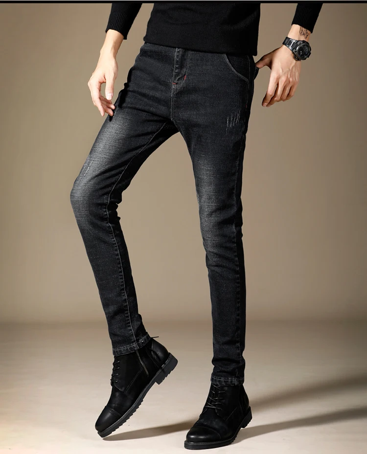 Spring New Men Jeans Black Classic Fashion Designer Denim Skinny Jeans Men's Casual High Quality Stretch Slim Fit Trousers