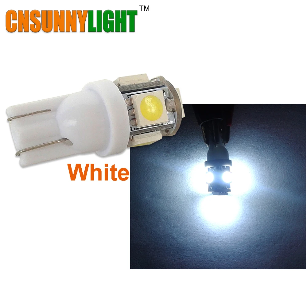 CNSUNNYLIGHT T10 Автомобильные Боковые лампы светодиодные 5SMD 5050 5 светодиодов белые для