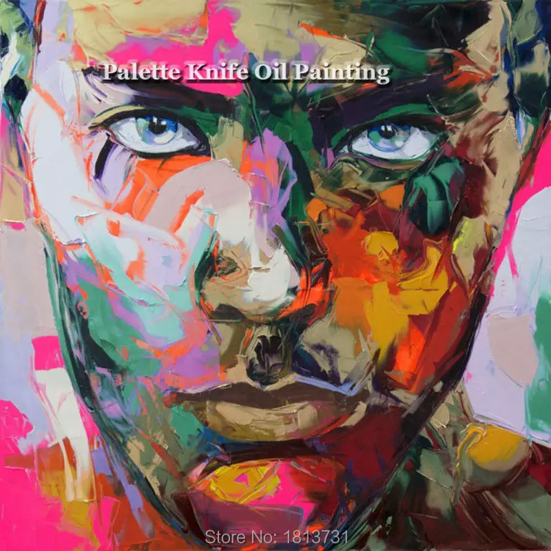 

Hand painted Francoise Nielly Palette knife portrait Face Oil painting Character figure canva wall Art picture15-34