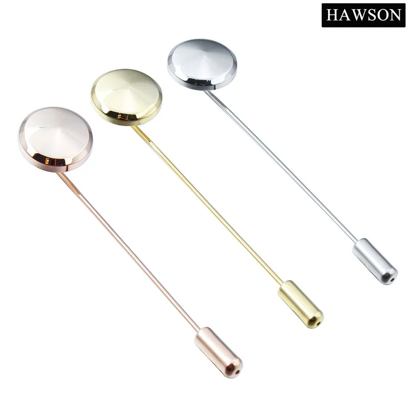 

Gold Metal Brooches for Mens Shirt Long Needle Lapel Pin Business Wedding Jewelry