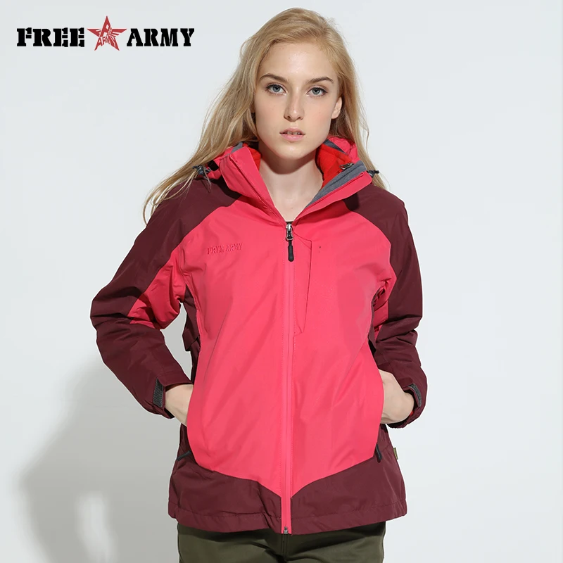 Fashion Womens Waterproof Jackets Detachable Lining Winter Warm Fleece