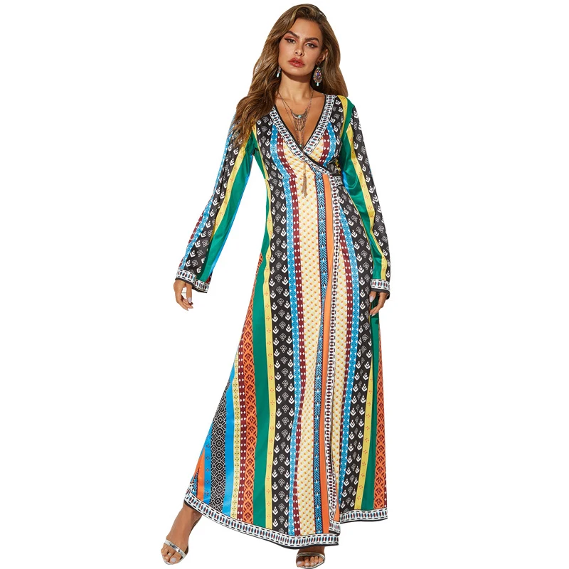 VITIANA Women Casual Long Dress Spring Female 2019 Striped Print Long Sleeve Loose Maxi Dresses Ladies Vintage Elegant Vesdios VITIANA Women Casual Long Dress Spring Female 2019 Striped Print Long Sleeve Loose Maxi Dresses Ladies Vintage Elegant Vesdios