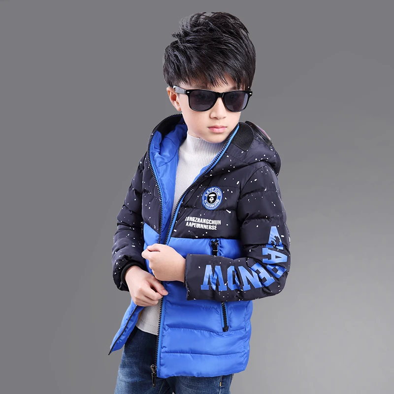 2018 New Boys Winter Coat Kids Hooded Jacket glasses Children's Clothing For 3 4 5 6 8 10 Years Velvet Jacket cartoon padded 