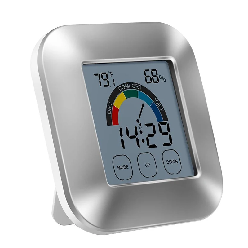 

CHUWUJU Indoor Thermometer For Home Humidity Monitor Touchscreen Backlight Timer Digital Display Touch electronic Weather Clock