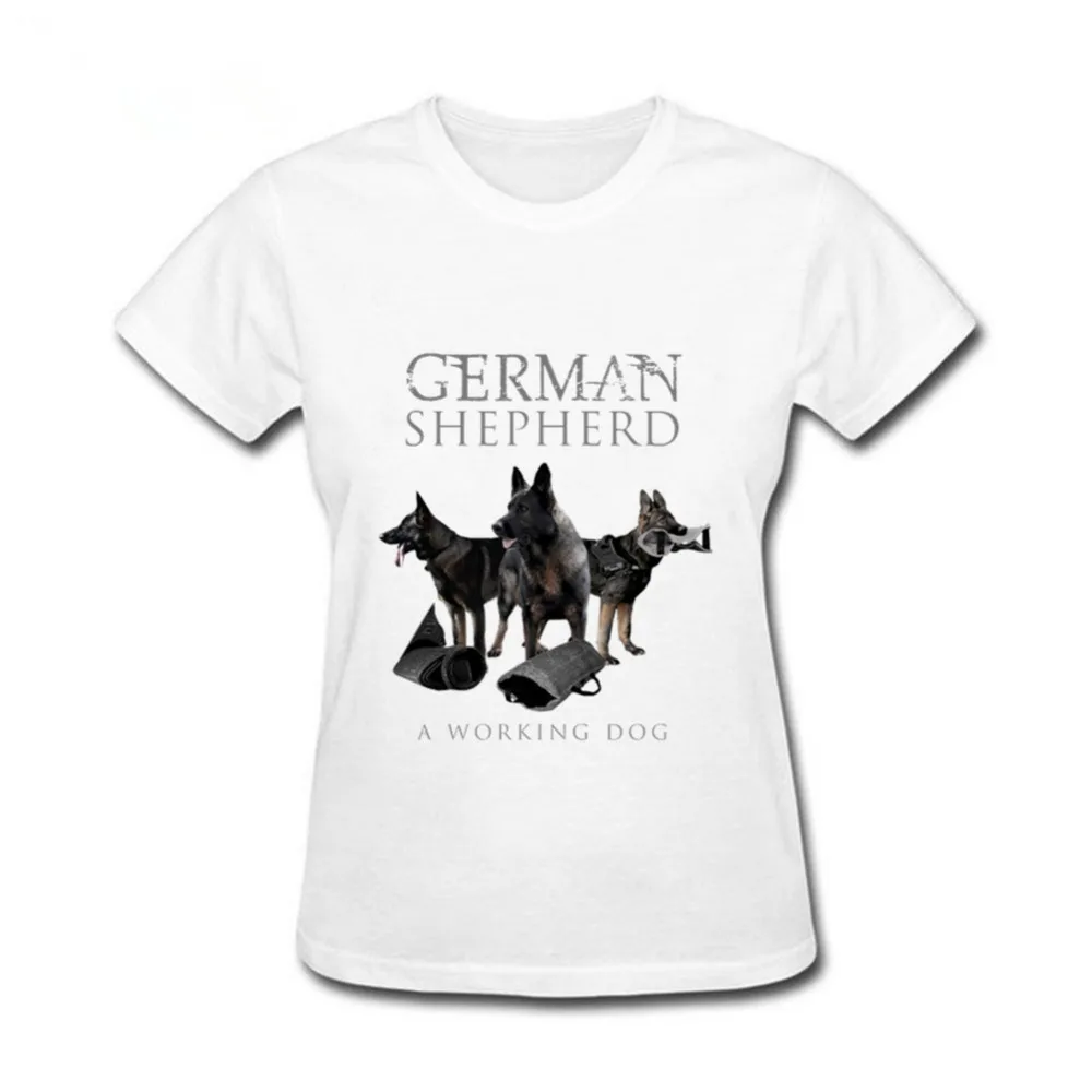 

2019 German Shepherd Dog Print T Shirts women Summer O-Neck Top Tee Shirt white Casual Breathable Short Sleeve Tshirt