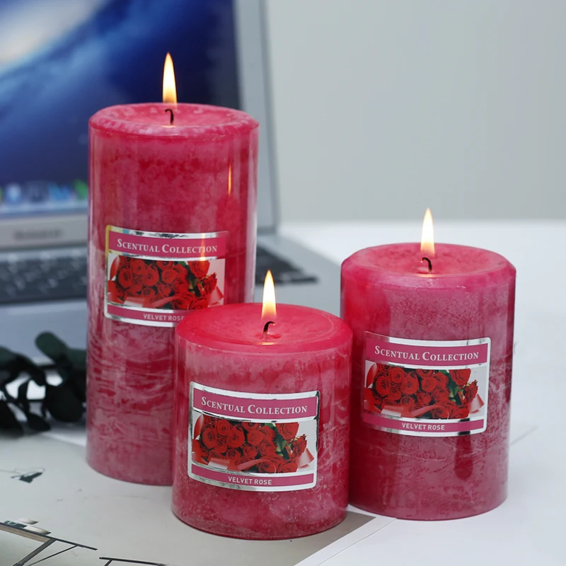 Multicolor Scented candles Romantic candle holder Aromatherapy Pillar