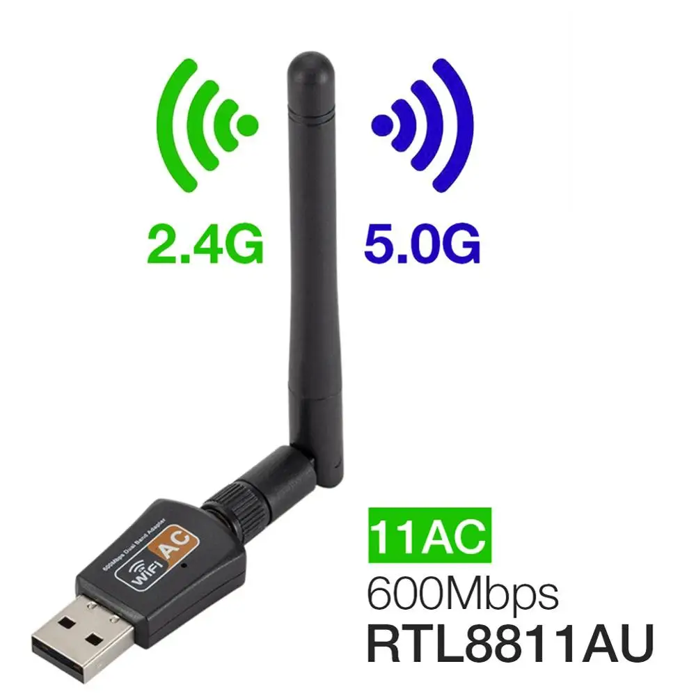 USB wifi адаптер AC600 2,4 ГГц 5 ГГц WiFi с двойная антенна PC 600 Мбит мини компьютерная сеть картоприемник 802.11b/n/g/ac