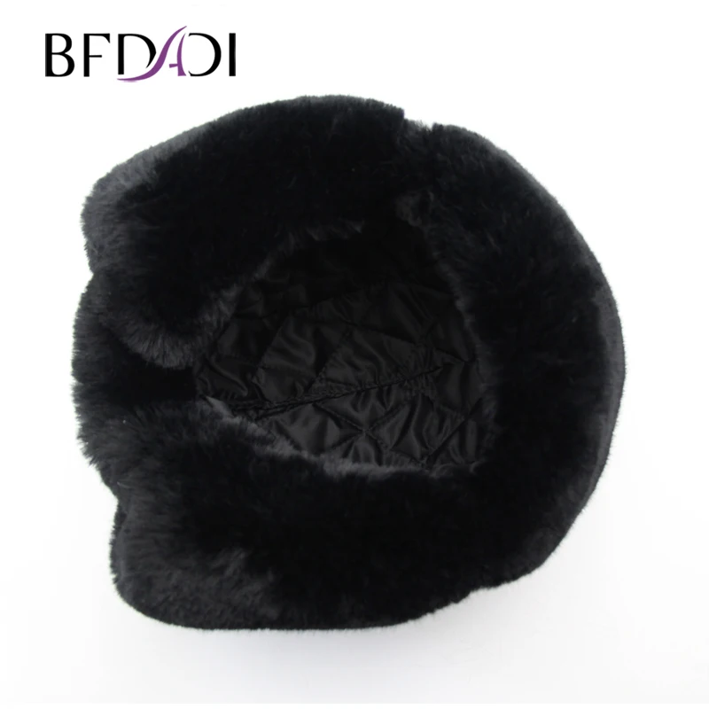 Cena BFDADI wysokiej jakości czapki zimowe dla mężczyzn kobiety Bomber kapelusz czapka ze sztucznego futra z czapka z uszami z nauszniki rosyjski kapelusz śnieg czapki