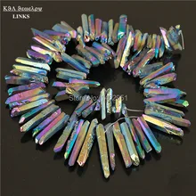 1 strand titanium rainbow cuarzo sticks crystal points espigas beads briolettes perforados 16 pulgadas strand 12-36mm, druzy colgante