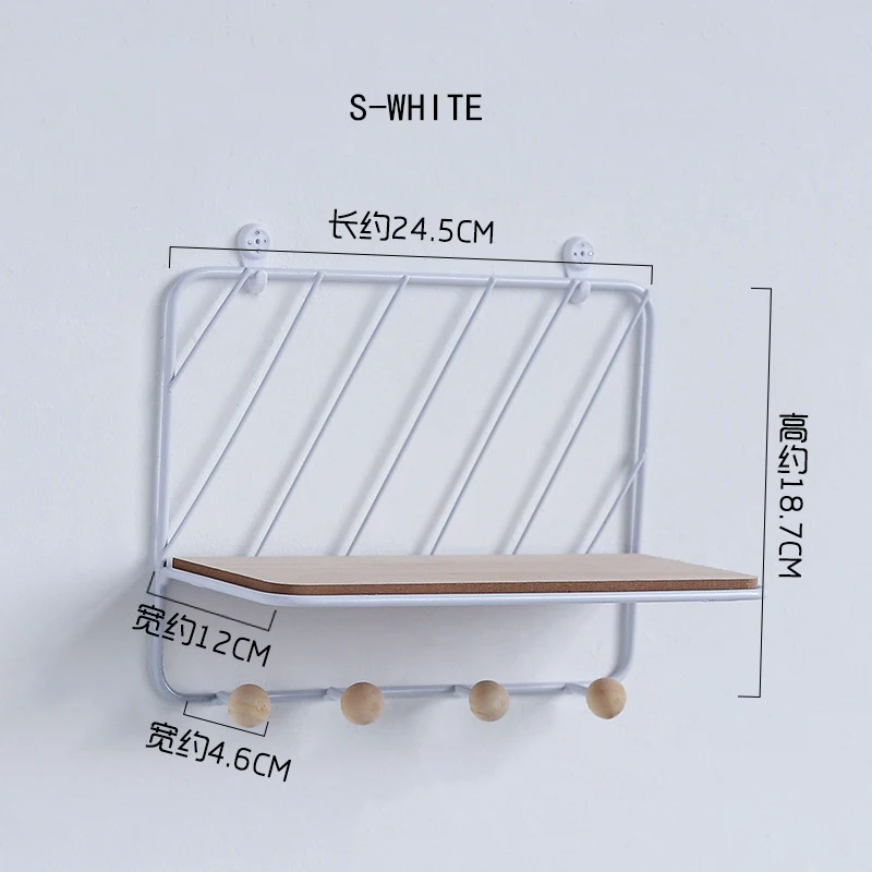 Скандинавские железные настенные держатели, кухонная полка, домашняя настенная вешалка в качестве украшения, ключи, крючки, одно слово, перегородка, стеллаж для хранения, рамка, Органайзер - Цвет: 12