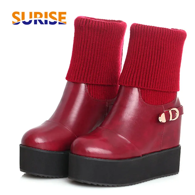 round toe calf high boots