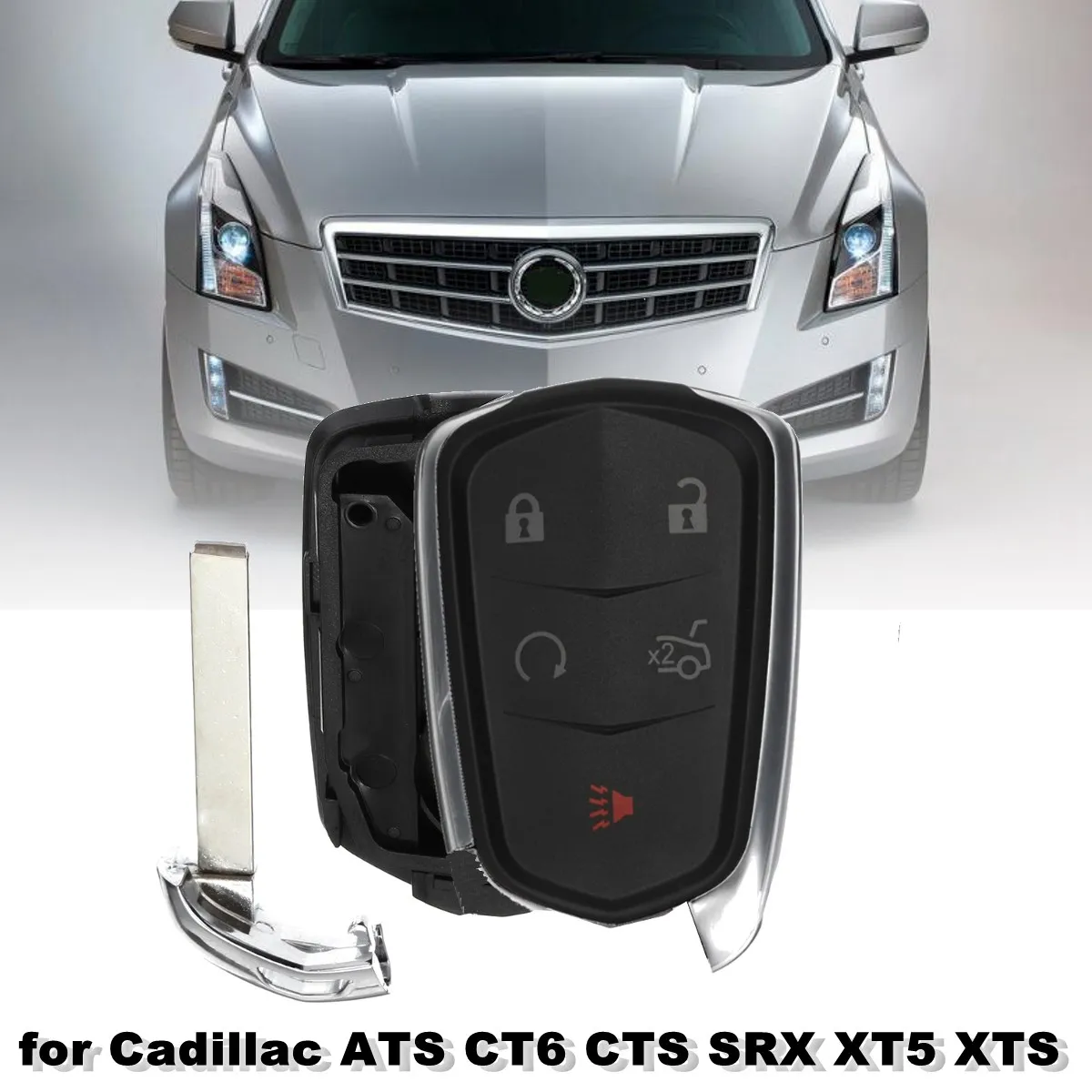 

#HYQ2AB #HYQ2EB #1511A-2B #1511A-2EB 5 Buttons Remote Key Case Fob Shell For Cadillac ATS CT6 CTS SRX XT5 XTS 2015 2016 2017