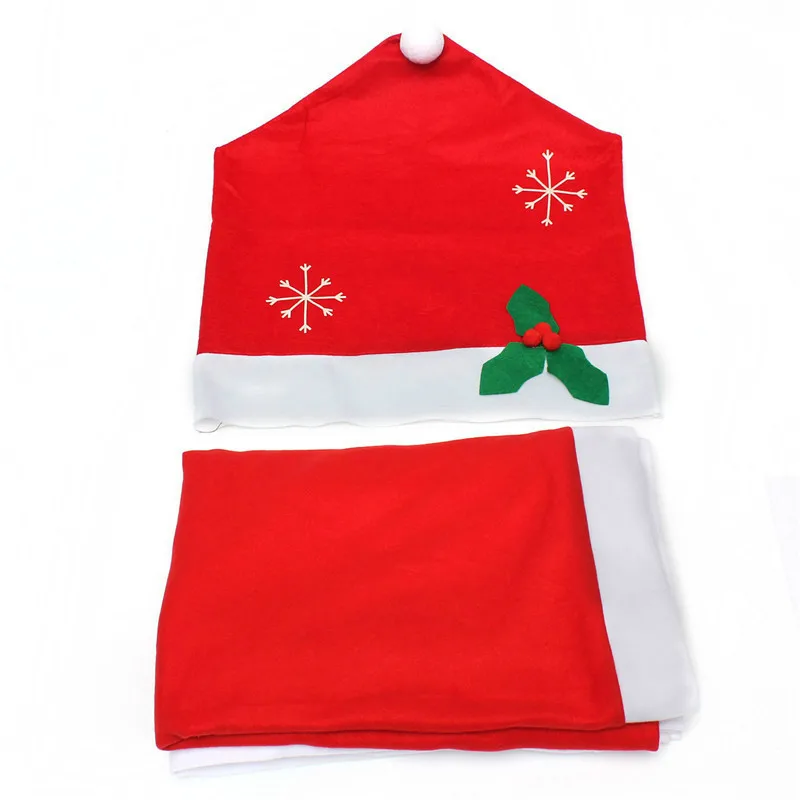 1 шт. наборы Красной шляпки Санта-Клауса нетканый стул со снежинками, чехлы для обеденного стула, Рождественский колпачок, наборы для домашней комнаты, домашний декор 5ZHH163