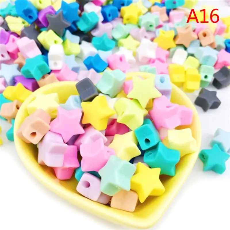 10Pcs Silicone Star Beads Pendant Teether Necklace Bracelet Accessories