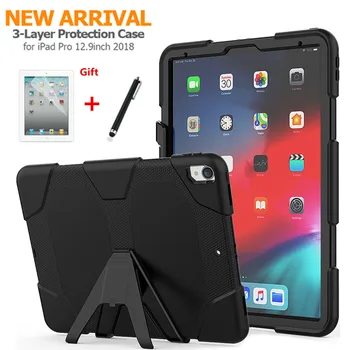 

Case For iPad Pro 12.9" (2018) Armor Kickstand Cover for Apple ipad pro 12.9 inch 2018 Heavy Duty PC+Silicon Protective+film+pen