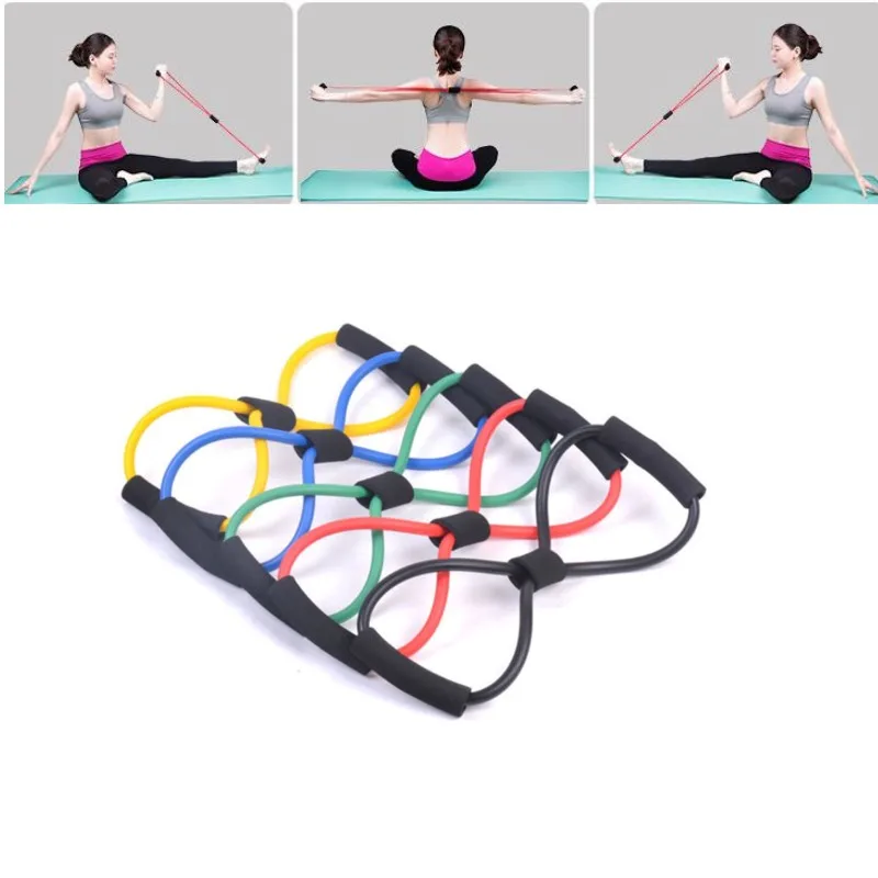 8 Type Elastic Tension Rope Gym Fitness Sport Rubber Loop Pull Rope