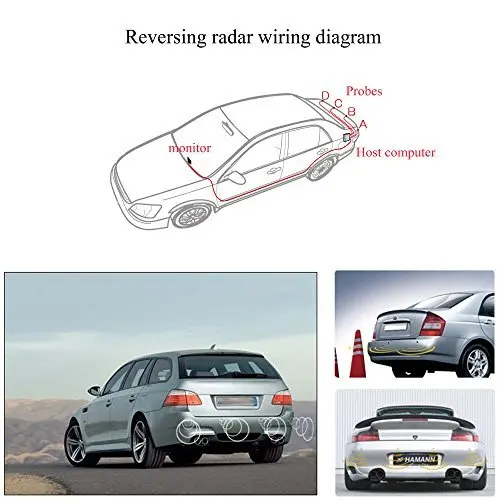 Car Auto Reverse Assistance Backup Radar System with 4 Parking Sensors Distance Detection + LED Distance Display + Sound Warning