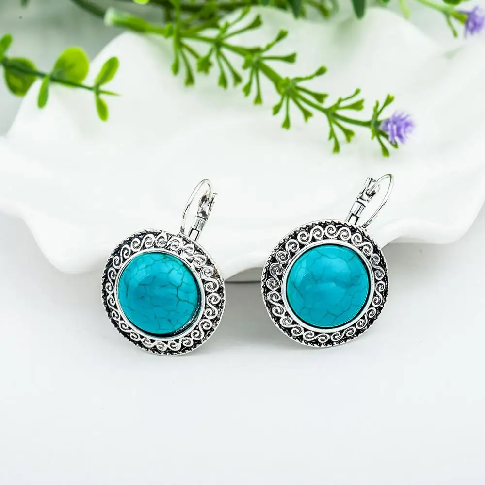 Vintage Style Charming Unique Geometric Womens Long Stone Earrings