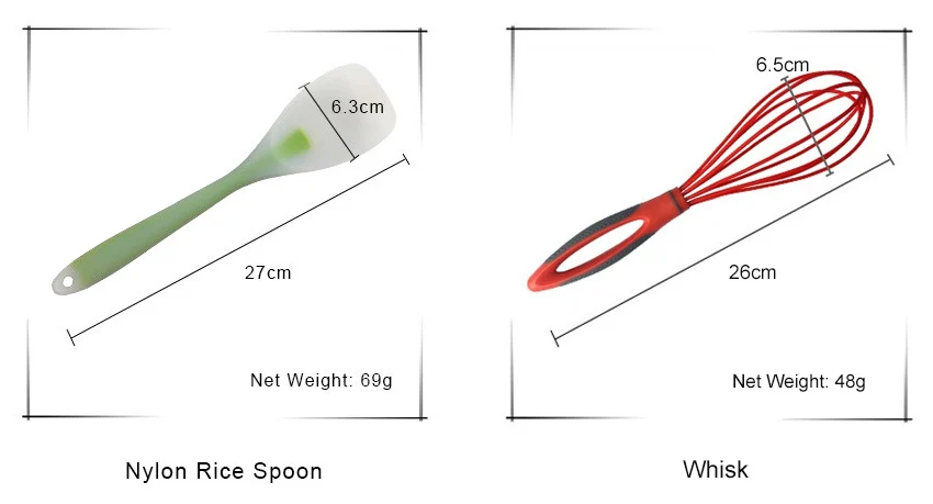 6 шт./Партия набор нейлоновых и силиконовых кухонных принадлежностей, набор кухонных инструментов, жаростойкие Инструменты для выпечки, красочные 6 стилей
