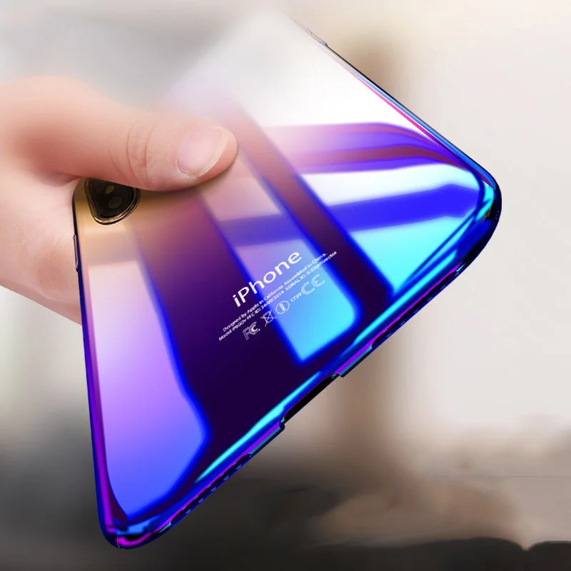 Прозрачный чехол для iPhone X XS MAX роскошный градиентный цветной ПК 7 8 Plus Жесткий