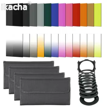 

24pcs ND + Graduated Lens Filters + 49 52 55 58 62 67 72 77 82 mm 9pcs Adapter Ring + Lens Hood Filter Holder for Cokin P Series
