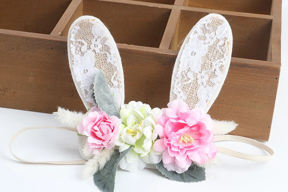 Coroa de Flores de Renda Comedor de Bebê Coelho Bebê Recém-nascido Foto Props Infantil Fotografia Aniversário Headwear Crianças Flor Headbands Tieback 6 Aniversário Headwear Crianças Flor Coroa de Flores