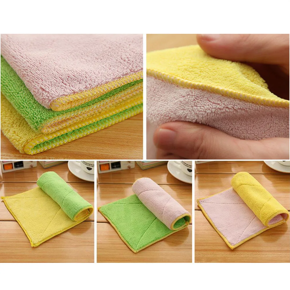 Mixed Color Microfiber Car Cleaning Towel Kitchen Washing Polishing Cloth Kitchen Gadgets Wash Dish Towel Accessories#15