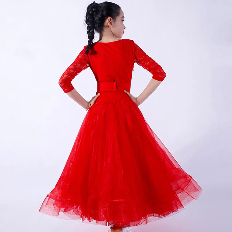 Lace Stitching Kids Ballroom Dress Waltz Dresses Standard Dance Dress For Girls Dance Wear Lyrical Princess