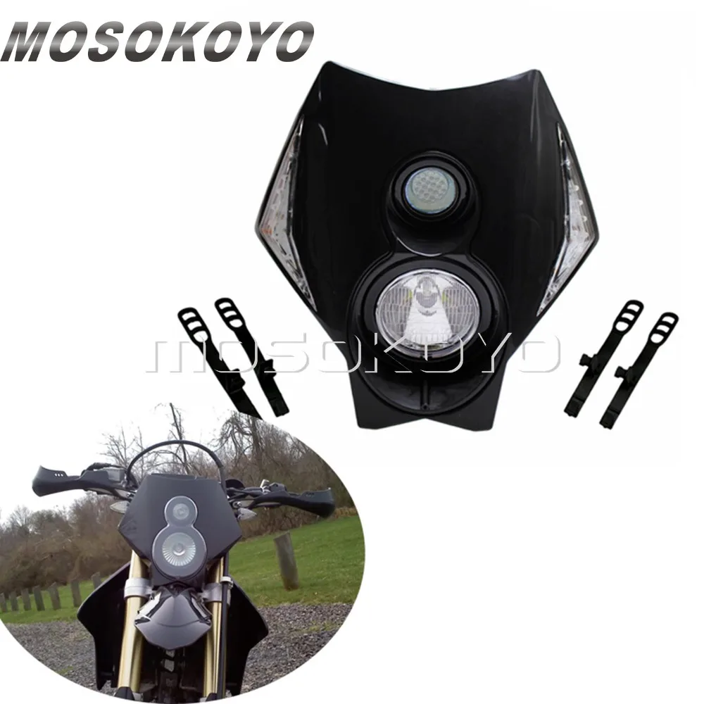 

Black Motocross Off Road LED Version Headlight X2 for Husqvarna TE FE KTM EXC Yamaha TTR Suzuki DRZ Headlamp X2