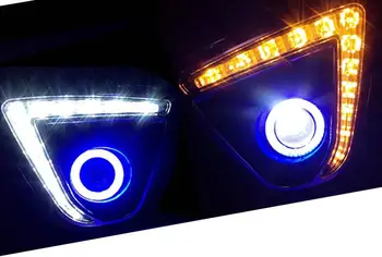 

LED DRL daytime running light + COB angel eye + projector lens + halo fog lamp + yellow turn signal for Mazda cx-5 2012-2016