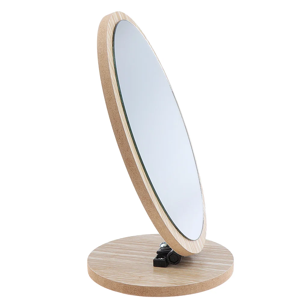 Foldable Countertop Vanity Wood Cosmetic Travel Shower Shaving Makeup Mirror