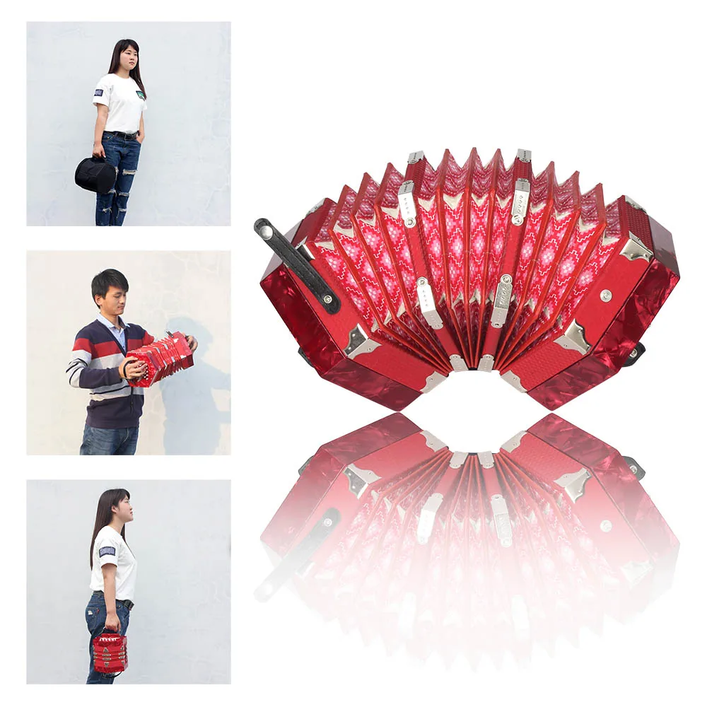 

High Quality Concertina Accordion 20-Button 40-Reed Anglo Style with Carrying Bag and Adjustable Hand Strap