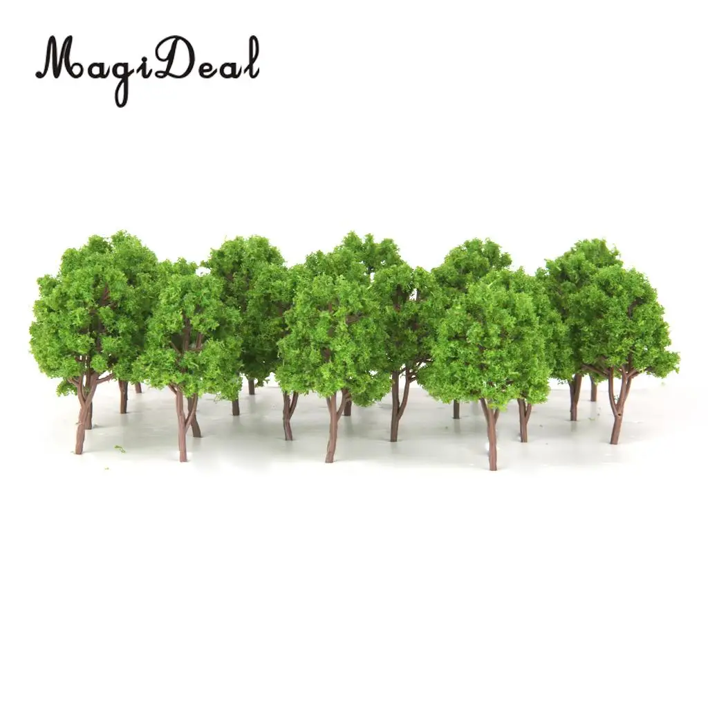 MagiDeal 20Pcs/Pack 1/150 Scale Plastic Model Trees N Scale Train Track Park Layout Wargame Village Scenery Diorama Decor 7.5cm