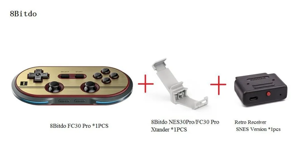 

Official 8BitDo F30Pro Wireless Bluetooth Gamepad Xtander Retro Receiver SNES Version Support Android Window Mac OS