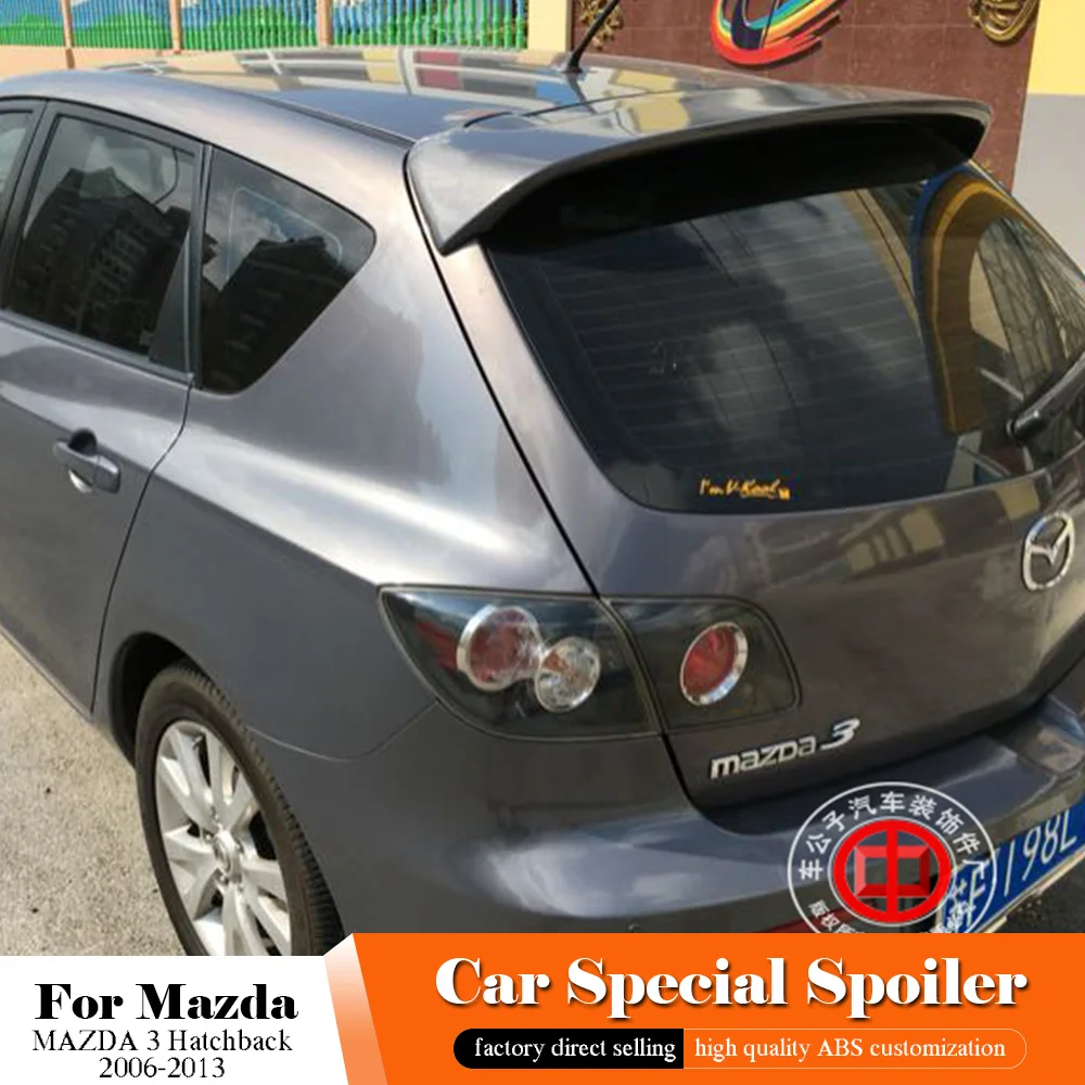 

Car Balck Spoiler For MAZDA 3 Hatchback Spoiler 2006 to 2013 High Quality ABS Material Rear Wing Primer Color Rear White Spoiler
