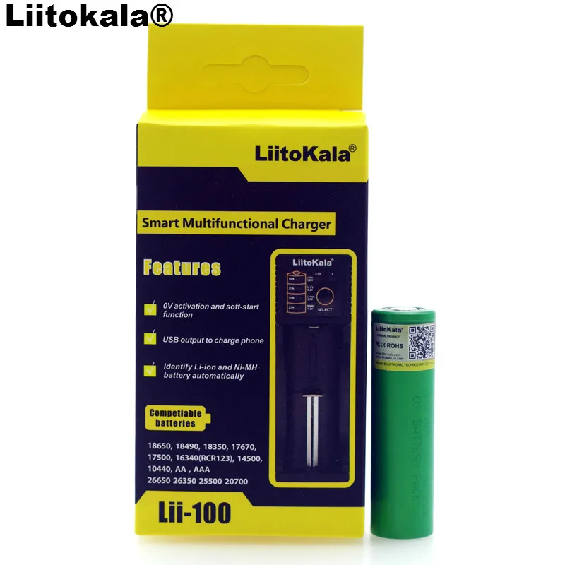 100% Новый оригинальный US18650VTC4 18650 2100 мАч li-ion 3,7 В батареи электронная сигарета батареи + LiitoKala lii-100 Зарядное устройство