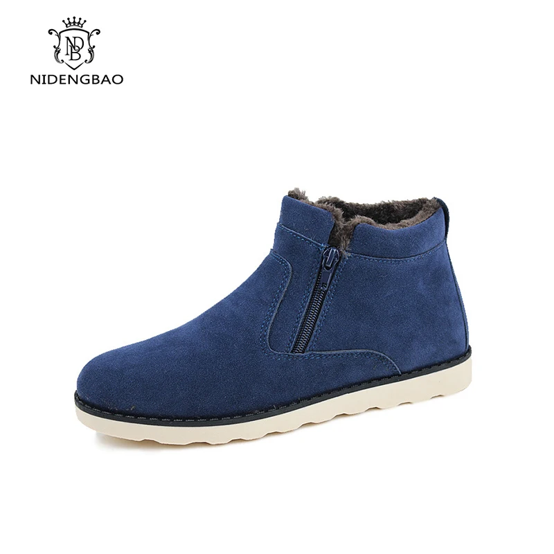 

NIDENGBAO 2017 Black Men's Loafers Designer Winter Shoes Men Warm Short Plush Fashion Casual Shoes Men Zip Zapatillas Plus Size