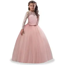 Кружевное платье дамы платье Цветочные платья для девочек девушки Элегантное платье Первое причастие Принцесса Вечерние Пышная юбка для