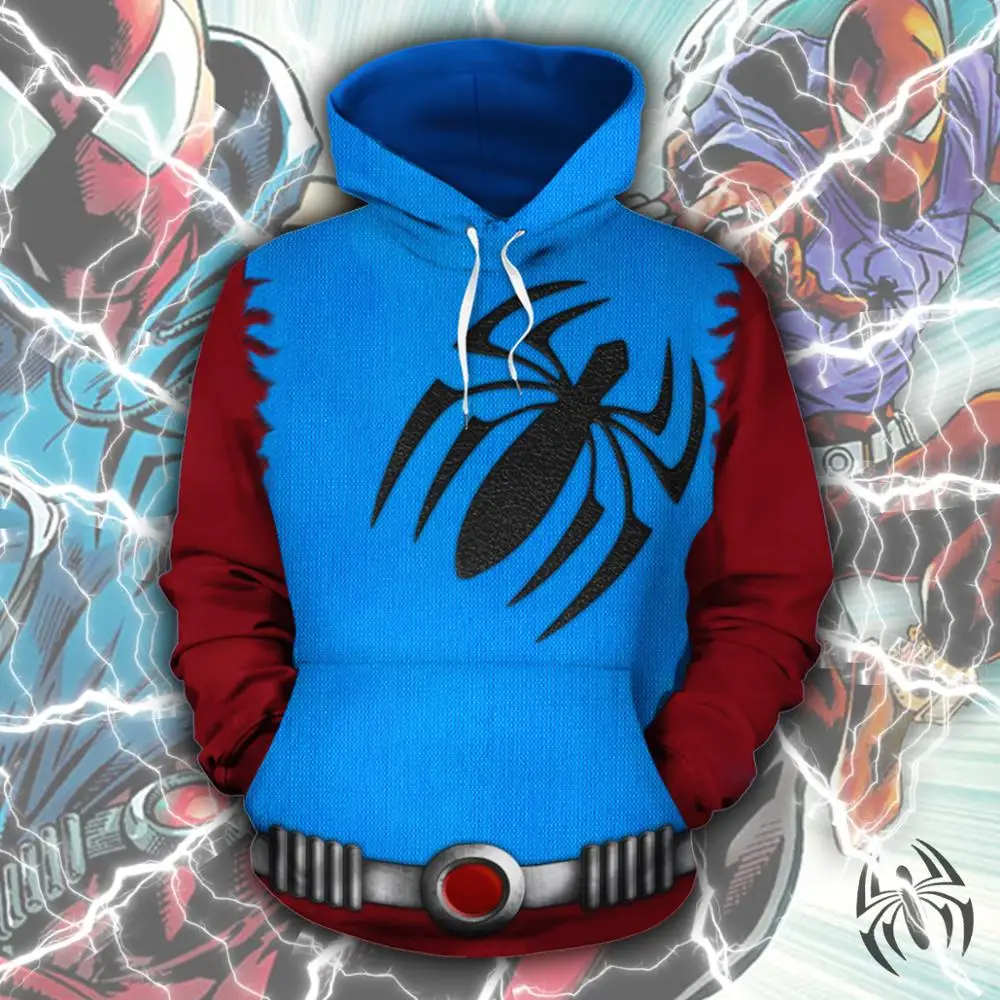 

NEW Autumn Winter Scarlet Spider Zip Up Hoodie Man Hoodies Sweatshirts Superhero Cosplay Hooded Coats Zipper jacket