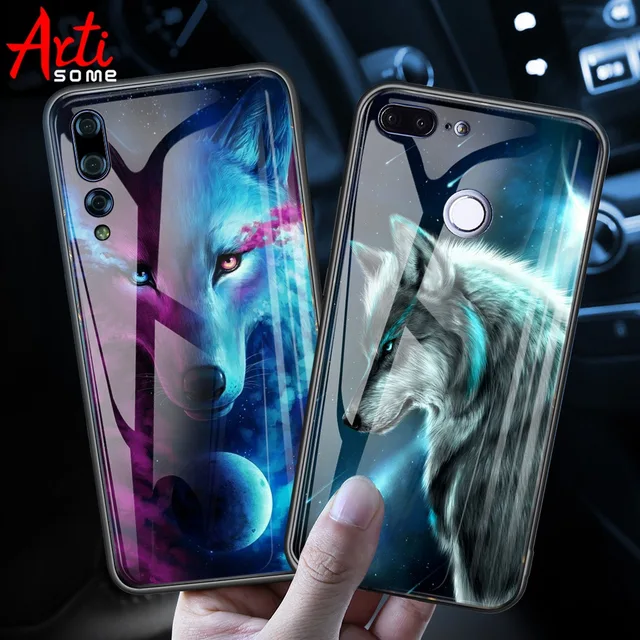Luxury Tempered Glass Case On For Huawei Honor 9 Lite 9 10 Animal Pattern Case Huawei Mate 10 Lite P20 Lite Pro P Smart Enjoy 7s